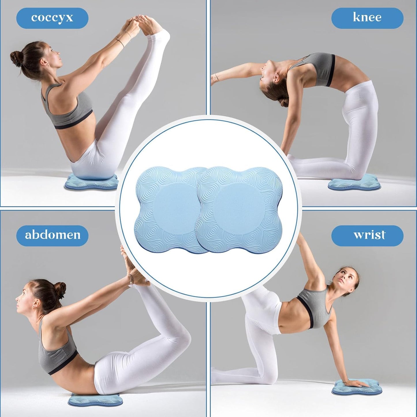 MBKHFLL Yoga Knee Pads (Set of 2) - Yoga Props and Accessories for Women/Men Cushions Knees and Elbows for Fitness, Travel, Meditation, Kneeling, Balance, Floor, Pilates