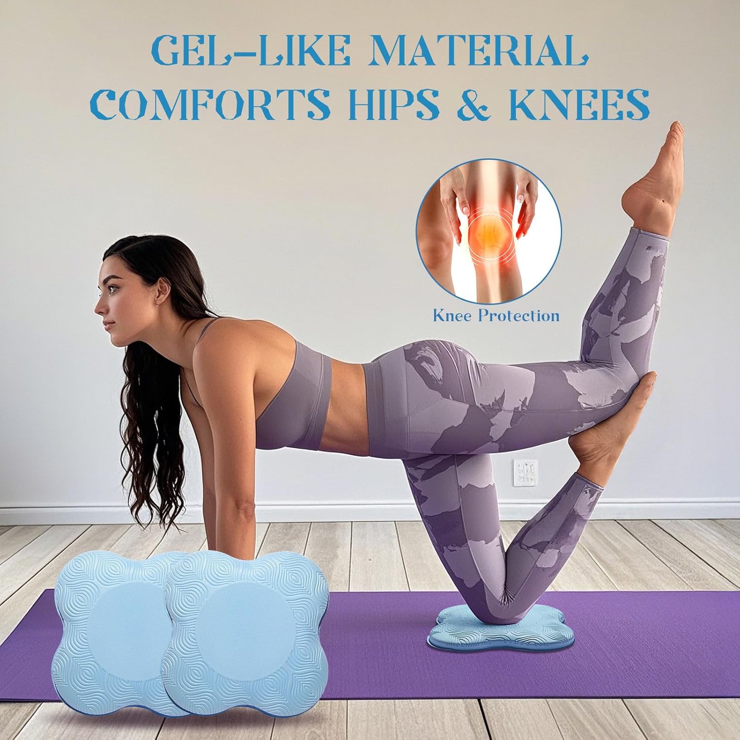 MBKHFLL Yoga Knee Pads (Set of 2) - Yoga Props and Accessories for Women/Men Cushions Knees and Elbows for Fitness, Travel, Meditation, Kneeling, Balance, Floor, Pilates
