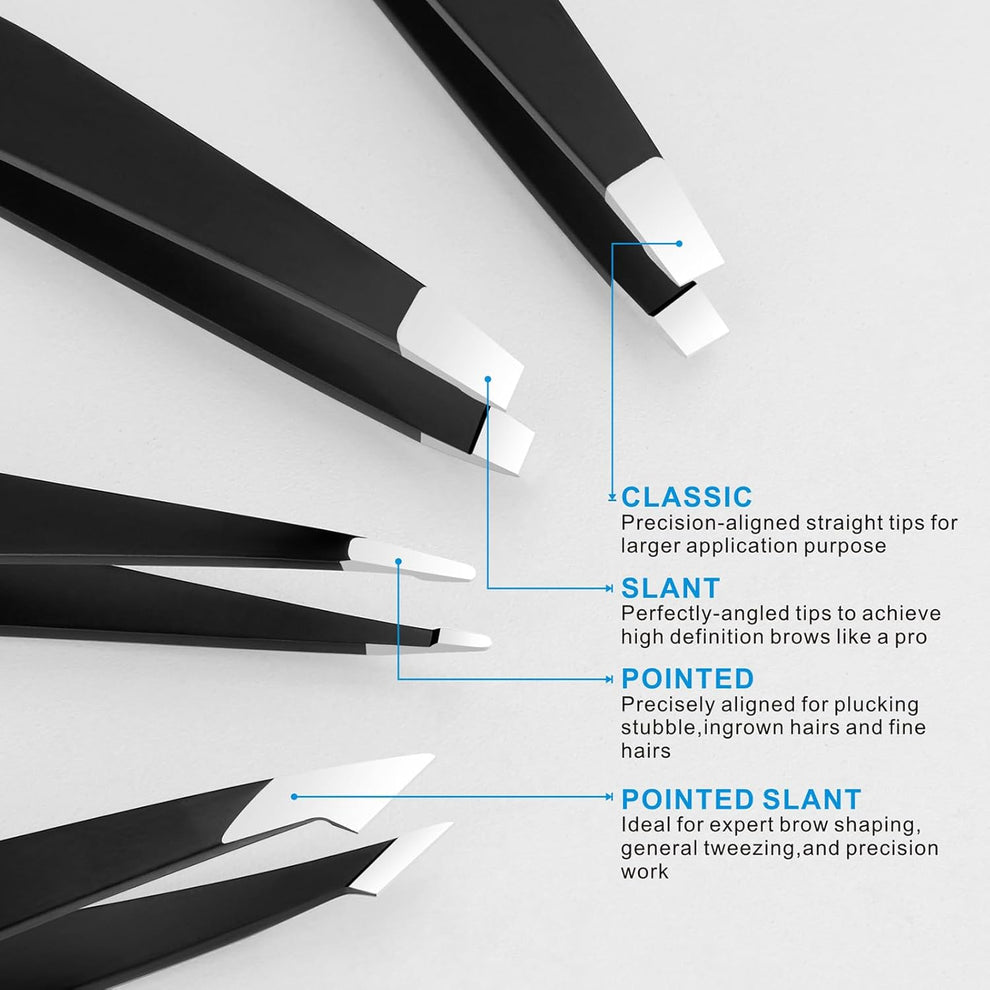 Tweezers Set – Precision Stainless Steel for Eyebrows & Hair Removal