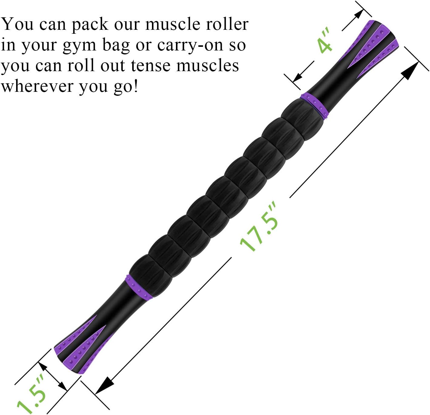 Muscle Roller Massage Roller Stick for Athletes, Help Reducing Muscle Soreness Cramping Tightness Leg Arms Back Calves Muscle Massager（Purple Black- 18 inch）