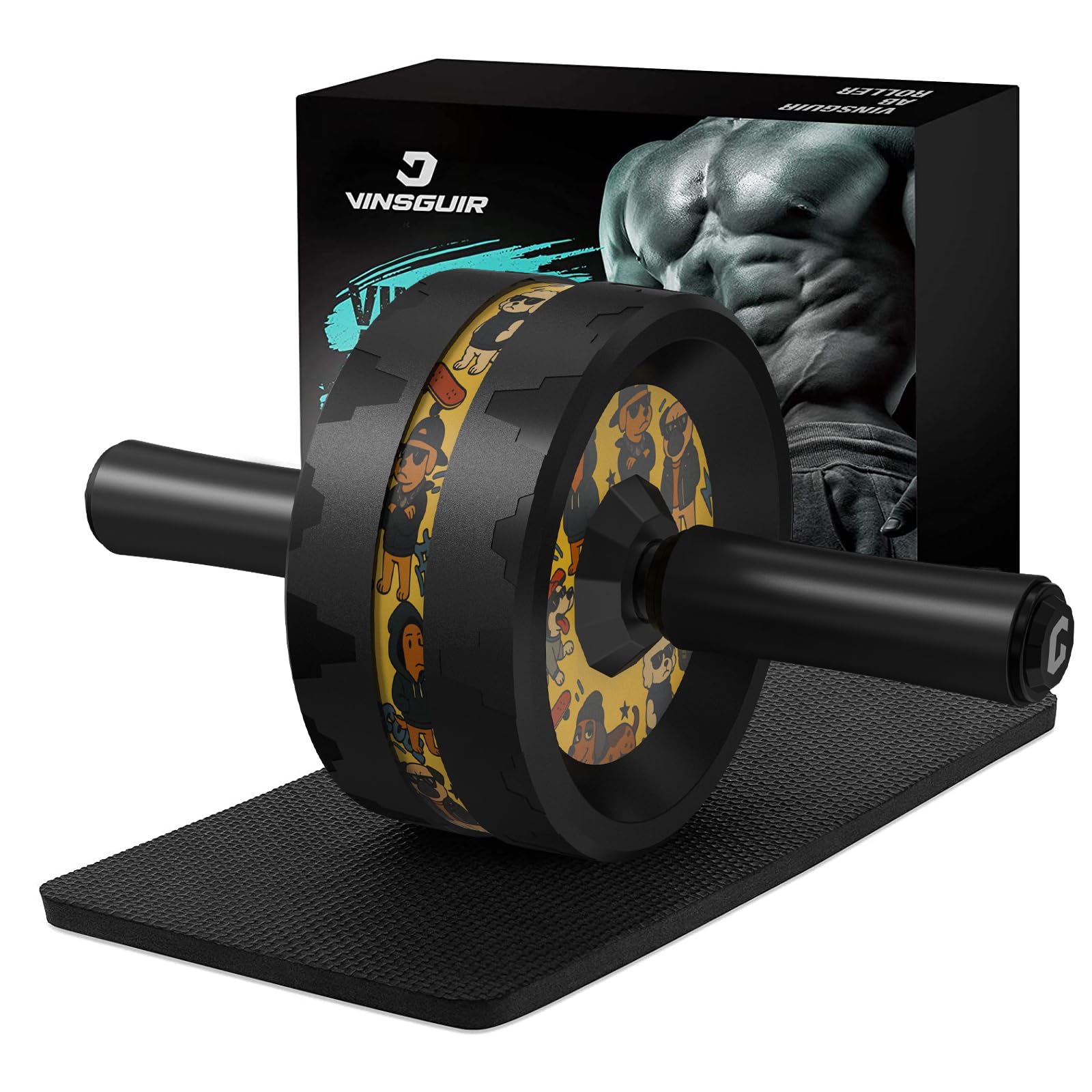 VINSGUIR Ab Roller Wheel, Abs & Core Workout Equipment for Home Gym with Knee Pad Accessories, Abdominal Wheel for Full-body Strength Training