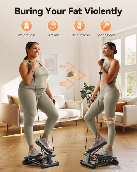 Mini Stair Stepper with Bands – 300LB Capacity, LCD Monitor, Home Workout Equipment