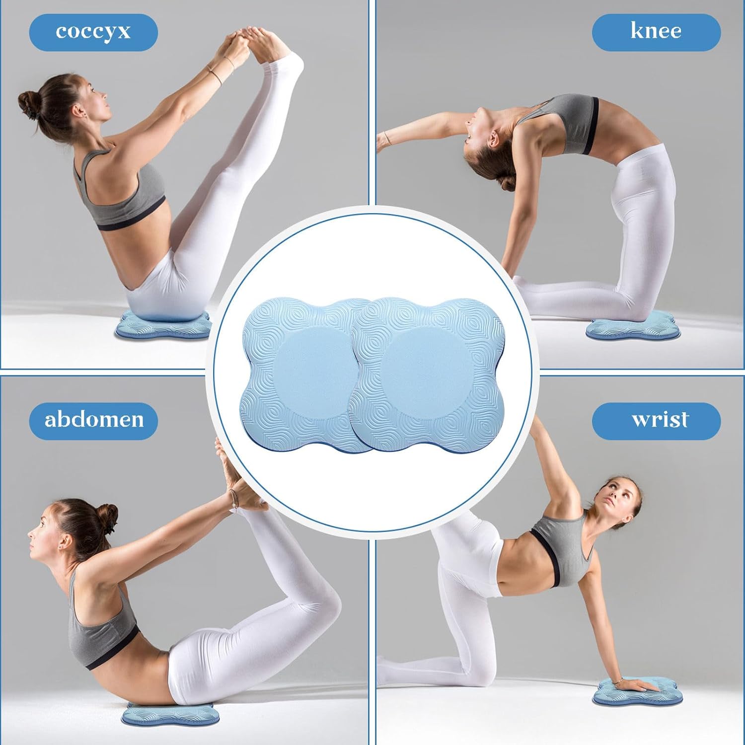 MBKHFLL Yoga Knee Pads (Set of 2) - Yoga Props and Accessories for Women/Men Cushions Knees and Elbows for Fitness, Travel, Meditation, Kneeling, Balance, Floor, Pilates