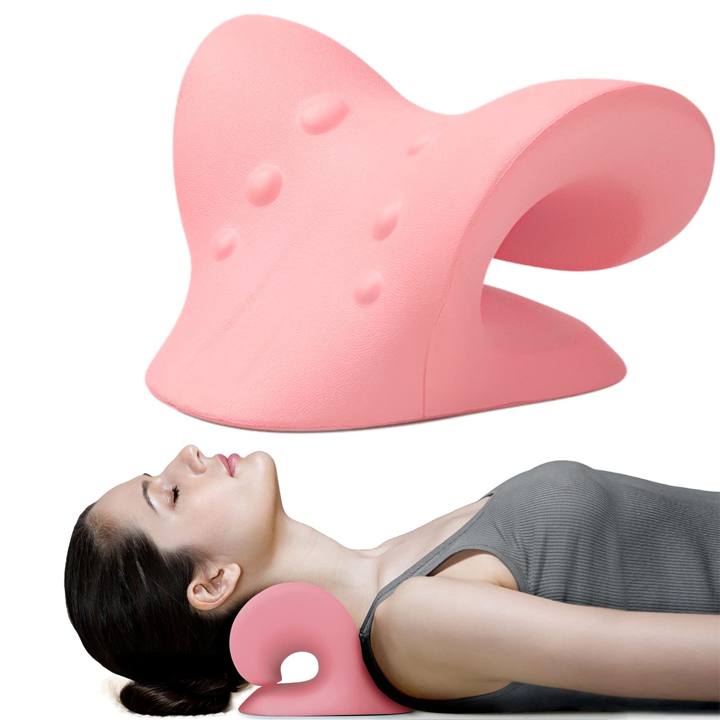 RESTCLOUD Neck and Shoulder Relaxer, Cervical Traction Device for TMJ Pain Relief and Cervical Spine Alignment, Chiropractic Pillow, Neck Stretcher (Black)