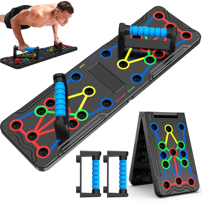 Push up Board: Heavy-Duty Strength Training Tool for Perfect Pushups. 9-in-1 Multi-Color Push Up Board System, Sturdy and Durable Design for Home Gym Workouts. Ideal for Men and Women