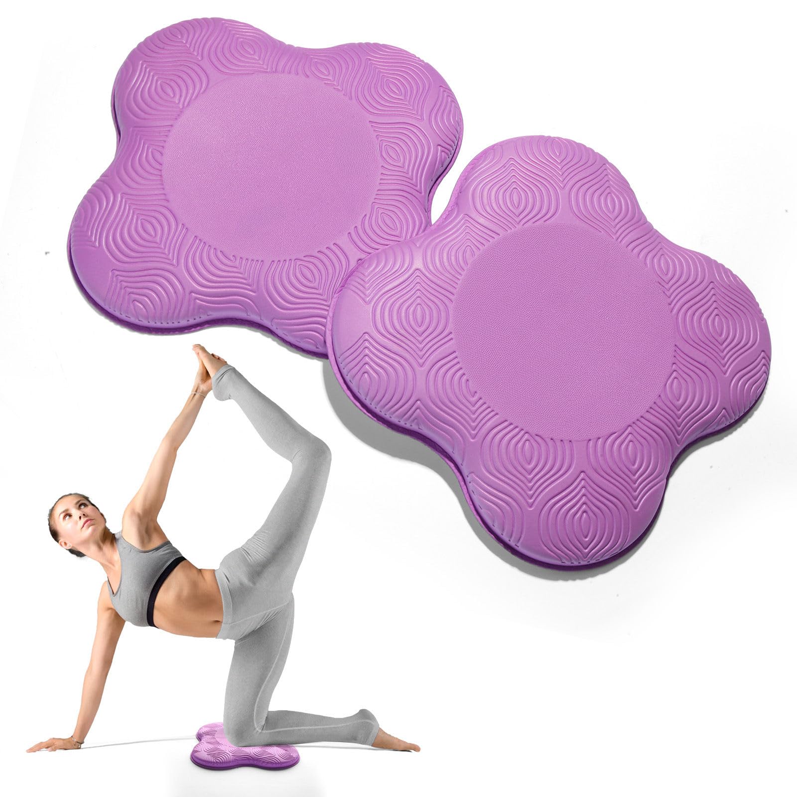 MBKHFLL Yoga Knee Pads (Set of 2) - Yoga Props and Accessories for Women/Men Cushions Knees and Elbows for Fitness, Travel, Meditation, Kneeling, Balance, Floor, Pilates