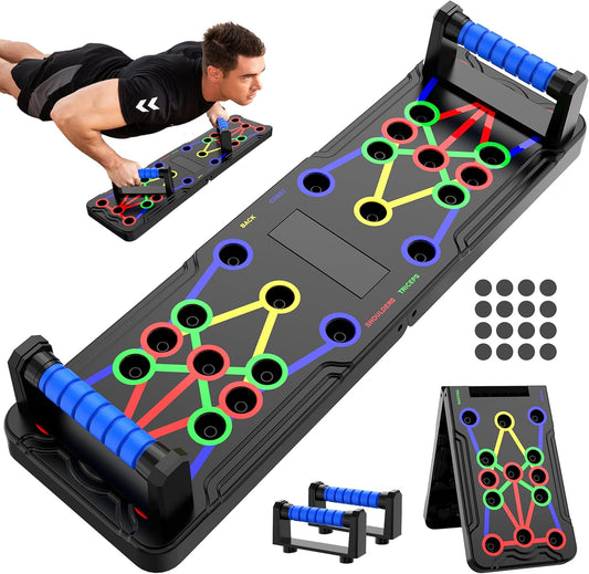 Push up Board: Heavy-Duty Strength Training Tool for Perfect Pushups. 9-in-1 Multi-Color Push Up Board System, Sturdy and Durable Design for Home Gym Workouts. Ideal for Men and Women